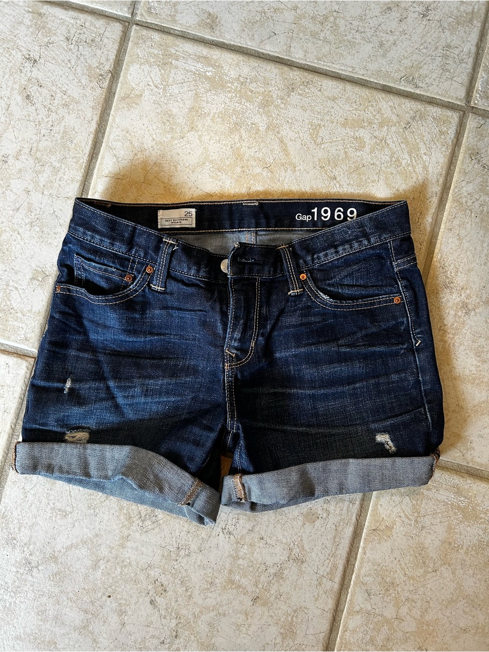 GAP Dark Blue Rolled Cuff Denim Women's Shorts